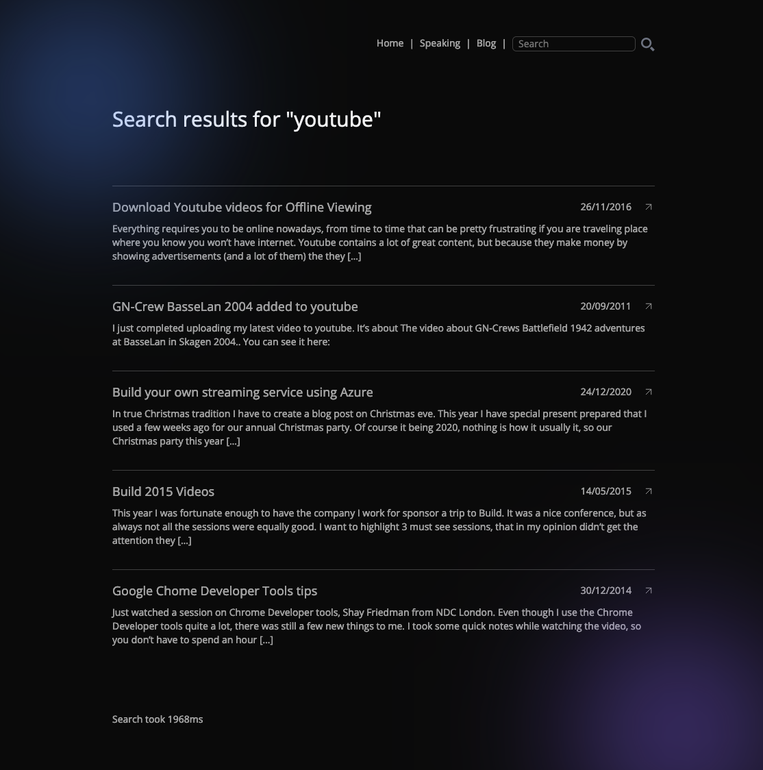 Presentation of the search results